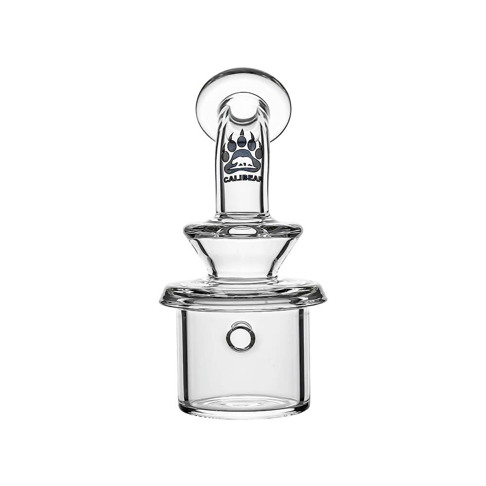 Calibear Classic Dry Glass attachment for Dr. Dabber Switch 2, a clear borosilicate glass dry topper with an ergonomic curved mouthpiece.