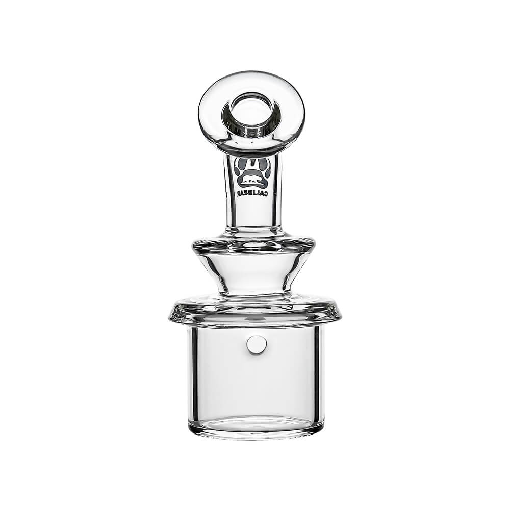 Calibear Classic Dry Glass attachment for Dr. Dabber Switch 2, a clear borosilicate glass dry topper with an ergonomic curved mouthpiece.