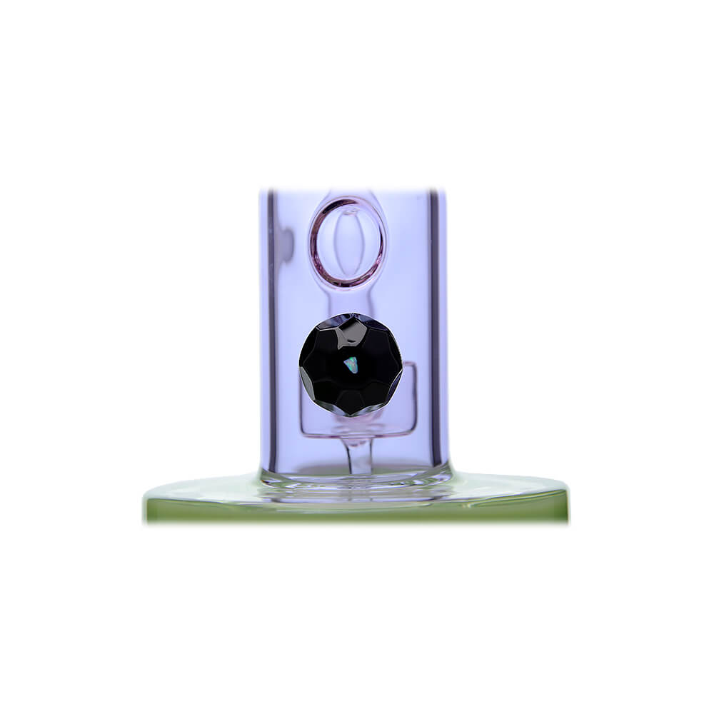 Calibear Colored Holed Straight Tube Water Pipe series in Clear, Purple, Blue, and Black featuring honeycomb percolators and ergonomic grip holes.