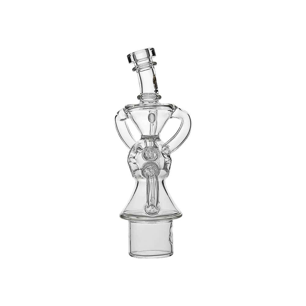 Calibear FTK Recycler glass attachment for Dr. Dabber Switch 2 with Fab Torus Klein spiral recycler design and Calibear logo.