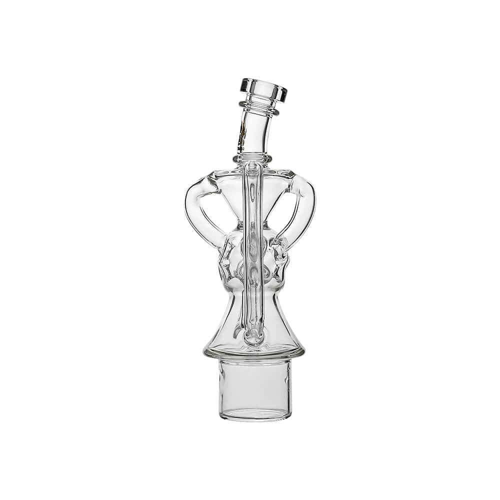 Calibear FTK Recycler glass attachment for Dr. Dabber Switch 2 with Fab Torus Klein spiral recycler design and Calibear logo.
