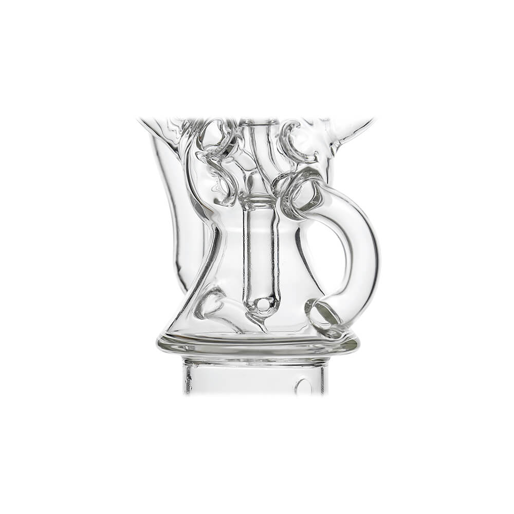 Calibear FTK Recycler glass attachment for Dr. Dabber Switch 2 with Fab Torus Klein spiral recycler design and Calibear logo.