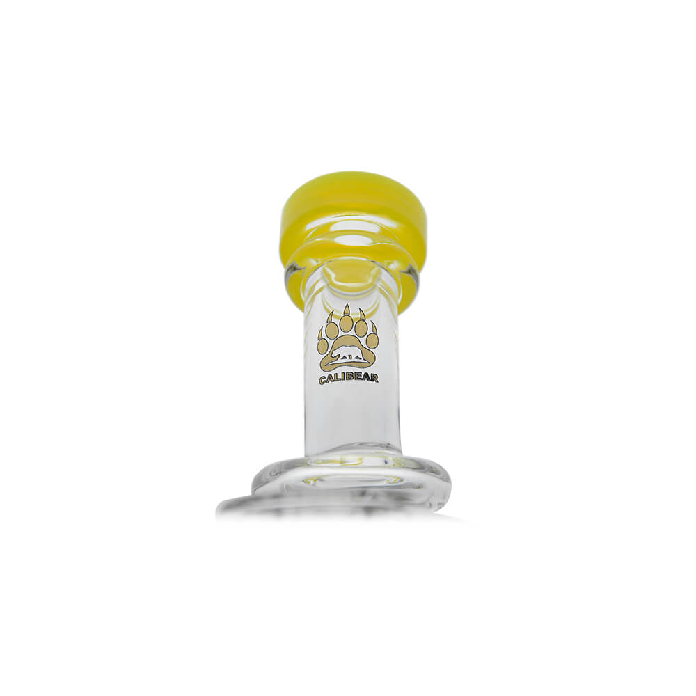 Calibear Premium RBR Recycler with Wave Perc and US color glass mouthpiece, clear borosilicate body, and wave perc filtration