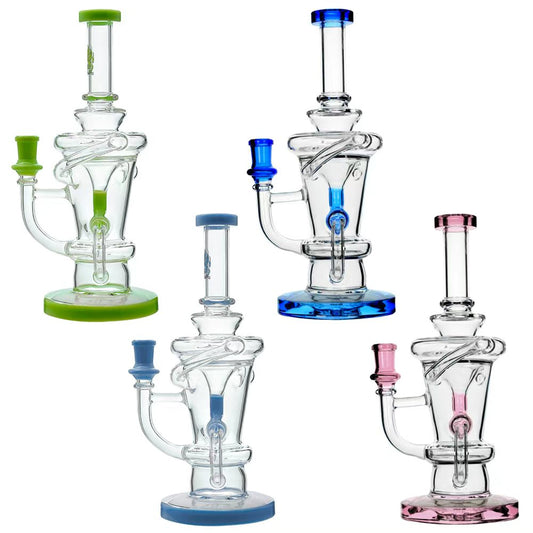 Calibear Heady Wigwag Glass Attachment for Puffco Peak and Pro featuring colorful wigwag designs and an encased opal.
