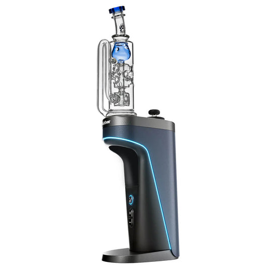 Calibear Straight Fab Torus Incycler glass attachments for Dr. Dabber Switch 2 in multiple colors including blue, purple, green, and black accents.