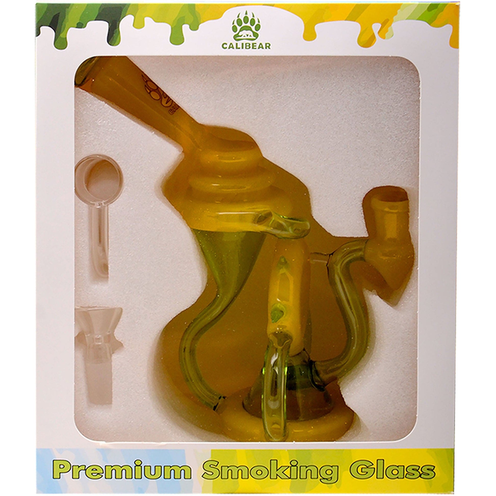 CALIBEAR SWISS INCYCLER WITH QUAD UPTAKE- Premium borosilicate glass dab rig from Calibear Glass. Ideal for dabbing, providing smooth hits and durability. Shop high-quality dab rigs, water pipes, bongs, erig glasses and glass smoking accessories at Calibe