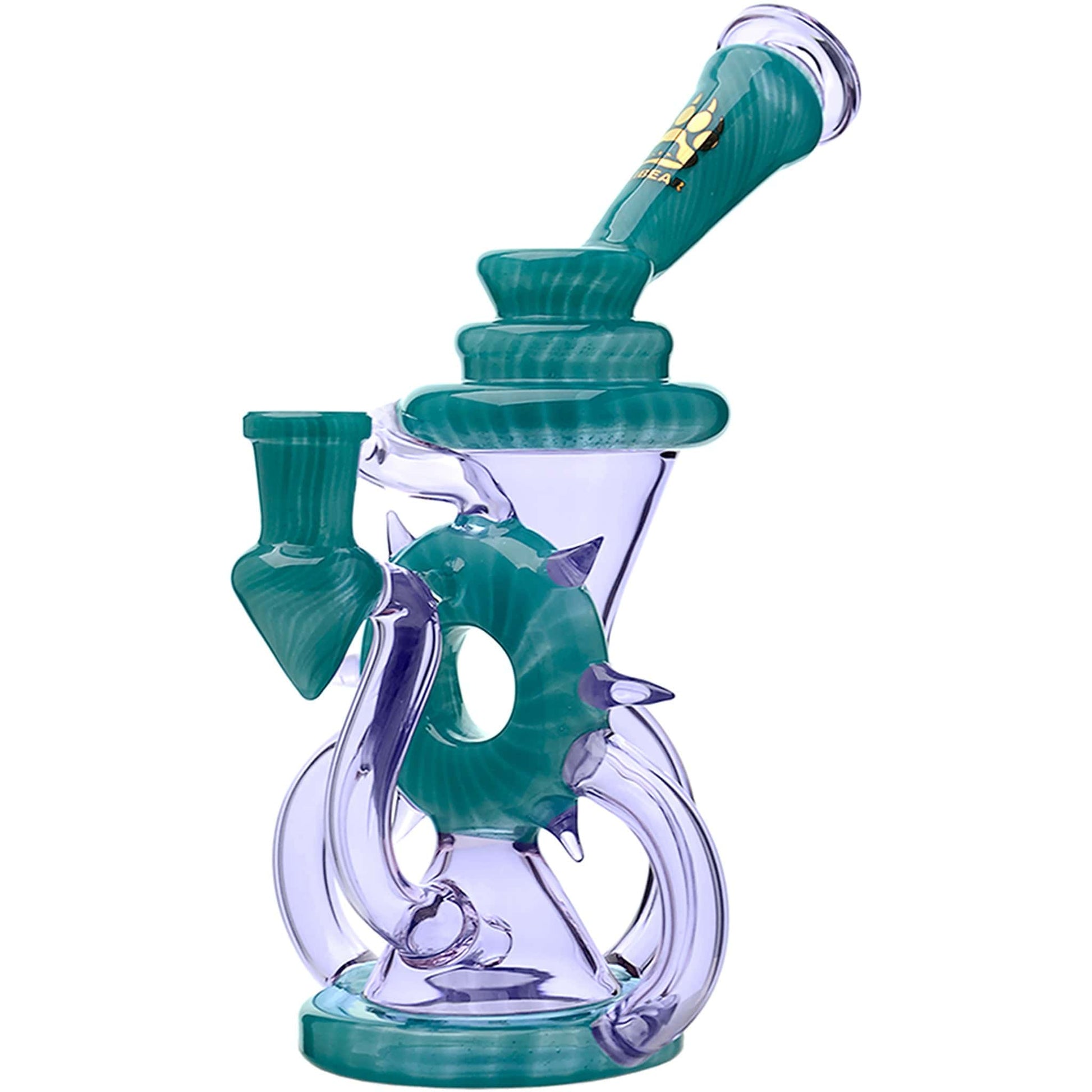 CALIBEAR SWISS INCYCLER WITH QUAD UPTAKE- Premium borosilicate glass dab rig from Calibear Glass. Ideal for dabbing, providing smooth hits and durability. Shop high-quality dab rigs, water pipes, bongs, erig glasses and glass smoking accessories at Calibe