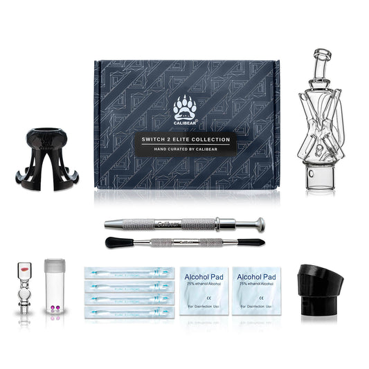 Calibear Switch 2 Ultimate Upgrade Crate – Premium Dr. Dabber Switch 2 Recycler Glass + Full Accessory Kit Handcrafted Borosilicate Glass Main product view showing precision borosilicate glass craftsmanship for Dr. Dabber Switch 2