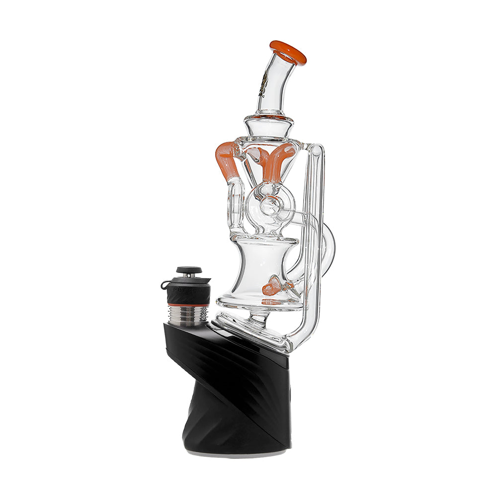Calibear triple donut recycler glass attachment for Puffco Peak OG and Peak Pro with colored recycler arms and advanced water filtration.