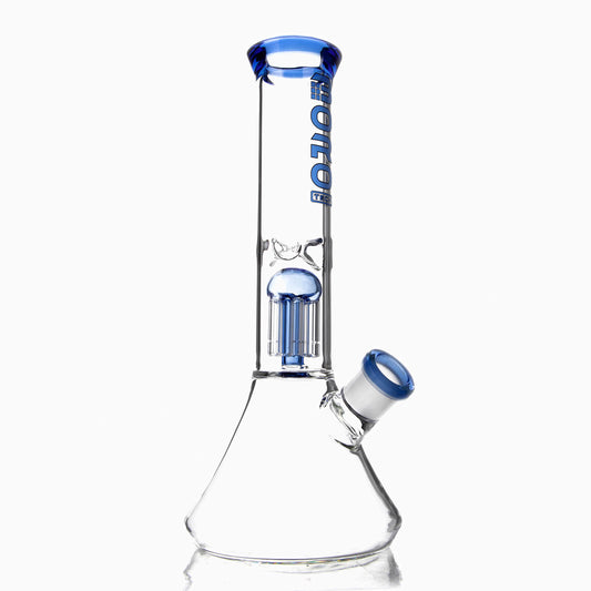 Calibear Tall Chamber Glass Beaker Water Pipe with integrated showerhead percolator and wide stable base.