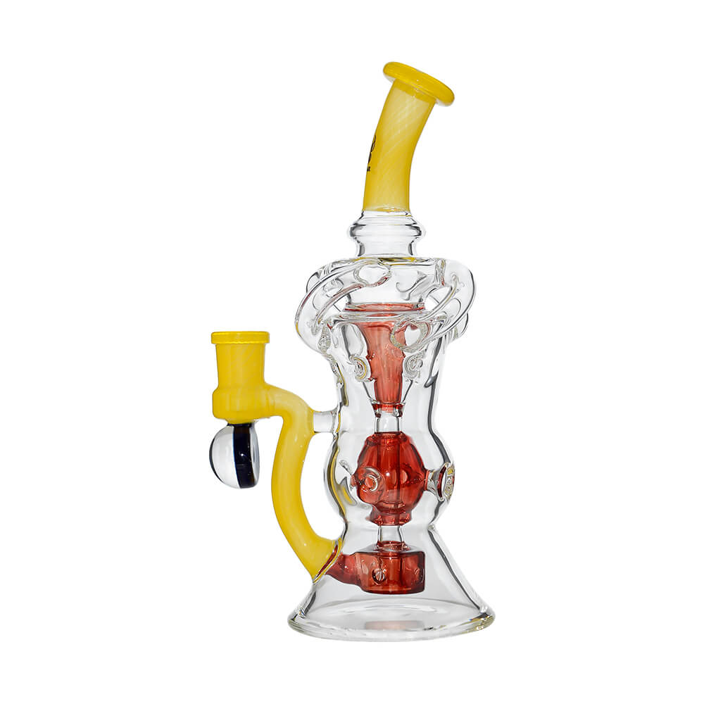 Calibear Triple Arm Swiss Fab Incycler Dab Rig with Marble handcrafted colored borosilicate dab rig with decorative marble accent