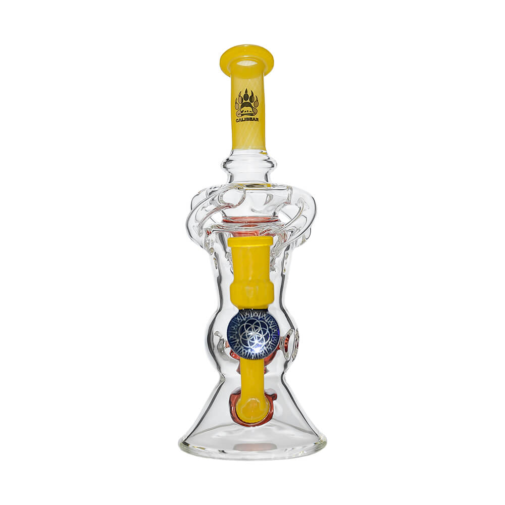 Calibear Triple Arm Swiss Fab Incycler Dab Rig with Marble handcrafted colored borosilicate dab rig with decorative marble accent