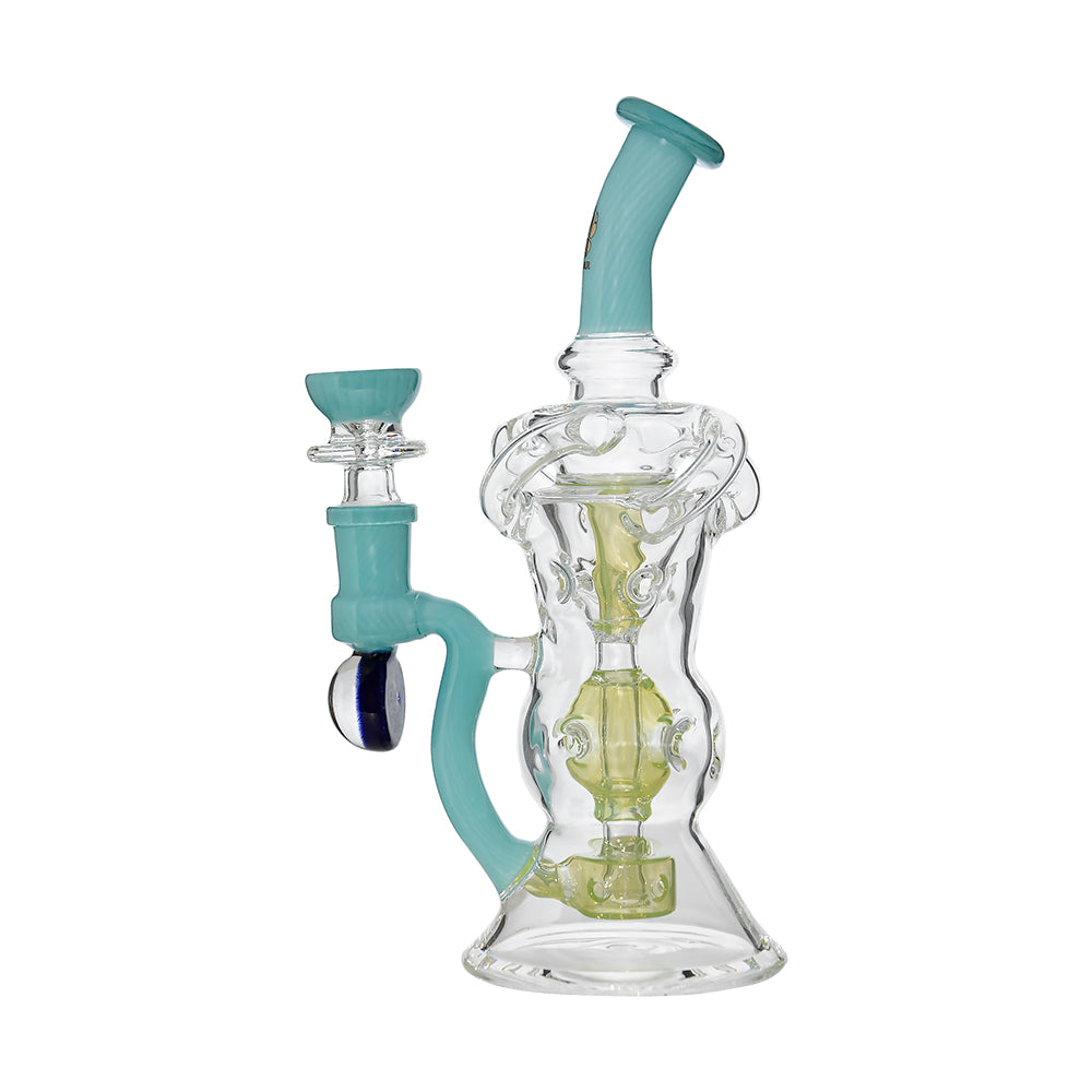 Calibear Triple Arm Swiss Fab Incycler Dab Rig with Marble handcrafted colored borosilicate dab rig with decorative marble accent