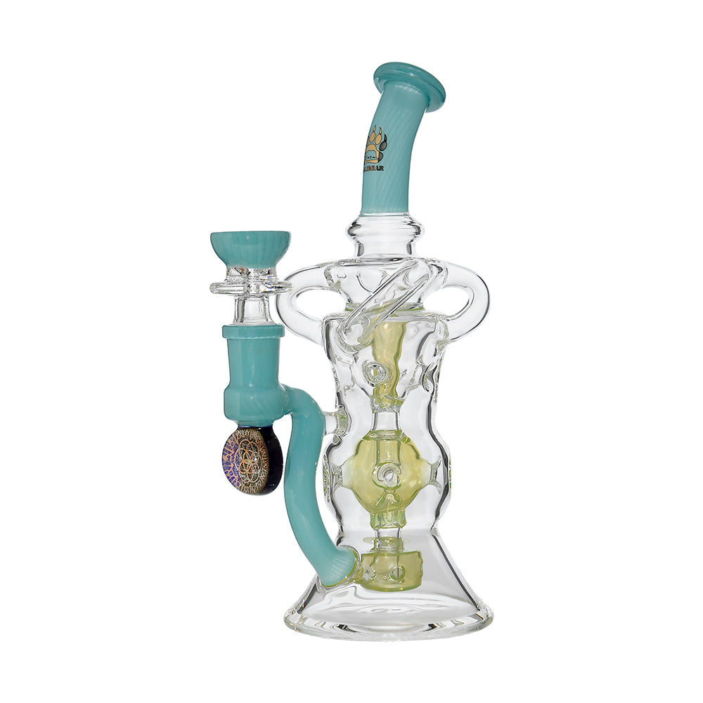 Calibear Triple Arm Swiss Fab Incycler Dab Rig with Marble handcrafted colored borosilicate dab rig with decorative marble accent