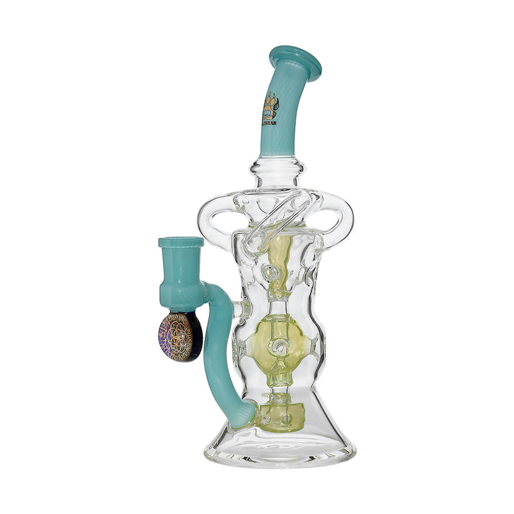 Calibear Triple Arm Swiss Fab Incycler Dab Rig with Marble handcrafted colored borosilicate dab rig with decorative marble accent