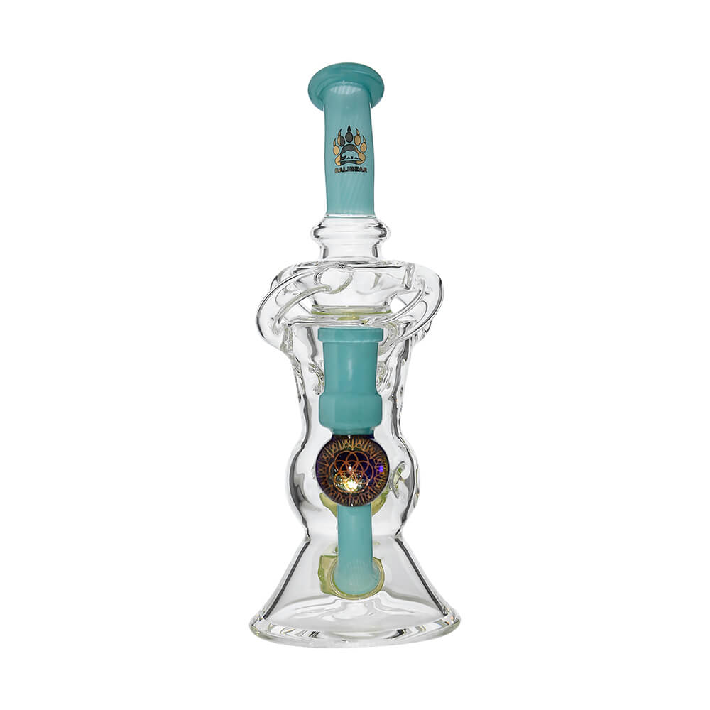 Calibear Triple Arm Swiss Fab Incycler Dab Rig with Marble handcrafted colored borosilicate dab rig with decorative marble accent