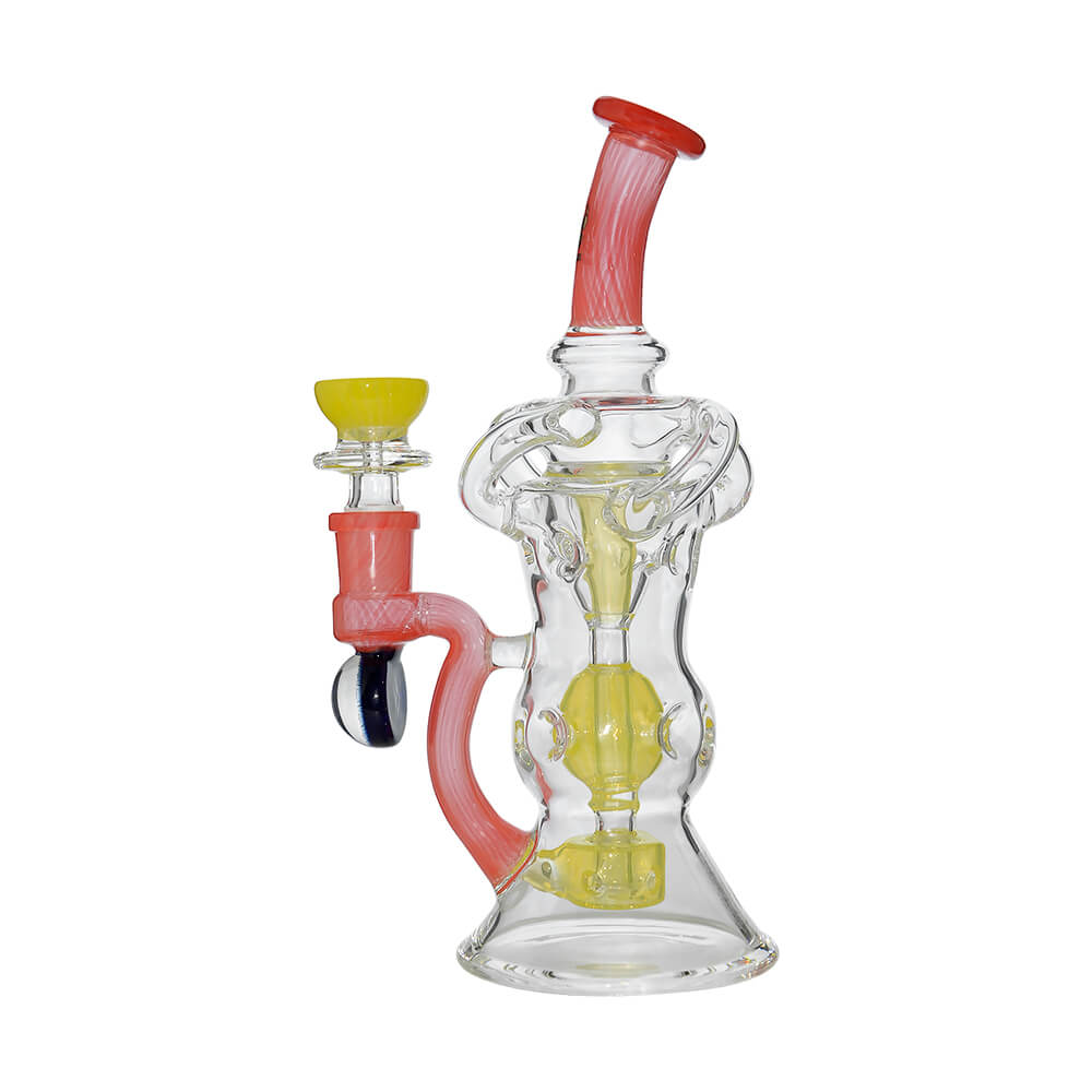 Calibear Triple Arm Swiss Fab Incycler Dab Rig with Marble handcrafted colored borosilicate dab rig with decorative marble accent