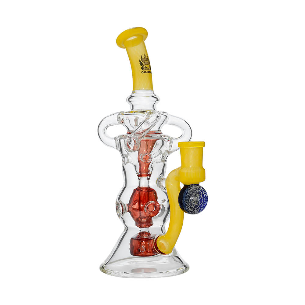 Calibear Triple Arm Swiss Fab Incycler Dab Rig with Marble handcrafted colored borosilicate dab rig with decorative marble accent