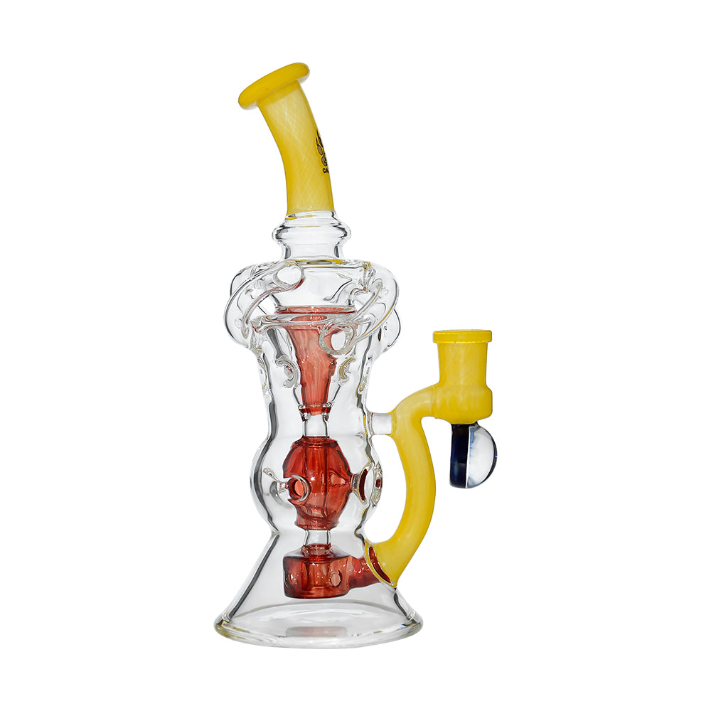 Calibear Triple Arm Swiss Fab Incycler Dab Rig with Marble handcrafted colored borosilicate dab rig with decorative marble accent