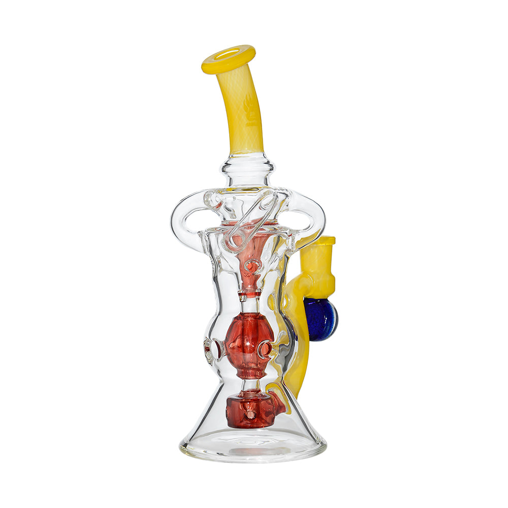 Calibear Triple Arm Swiss Fab Incycler Dab Rig with Marble handcrafted colored borosilicate dab rig with decorative marble accent