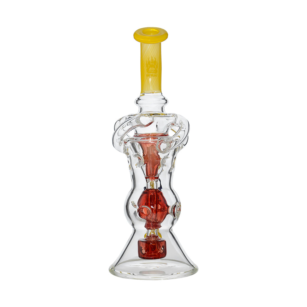 Calibear Triple Arm Swiss Fab Incycler Dab Rig with Marble handcrafted colored borosilicate dab rig with decorative marble accent