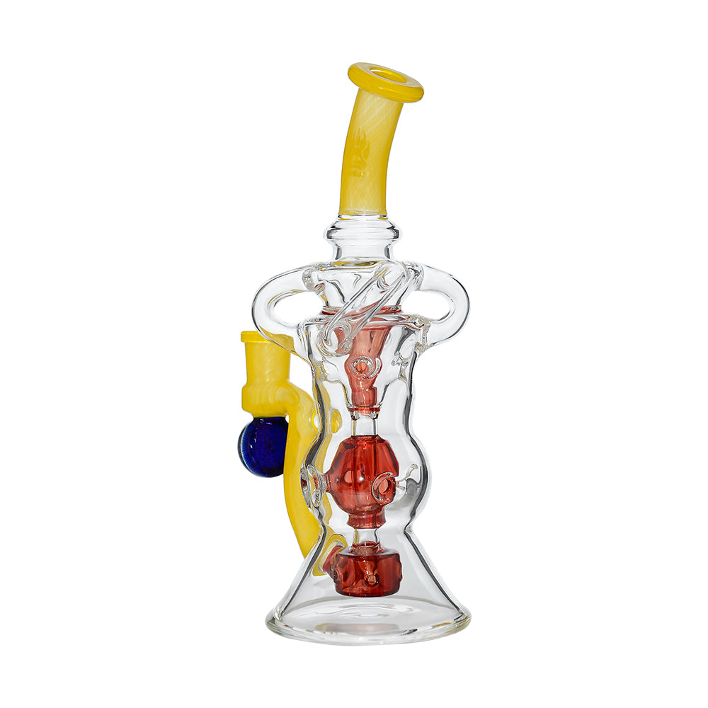 Calibear Triple Arm Swiss Fab Incycler Dab Rig with Marble handcrafted colored borosilicate dab rig with decorative marble accent
