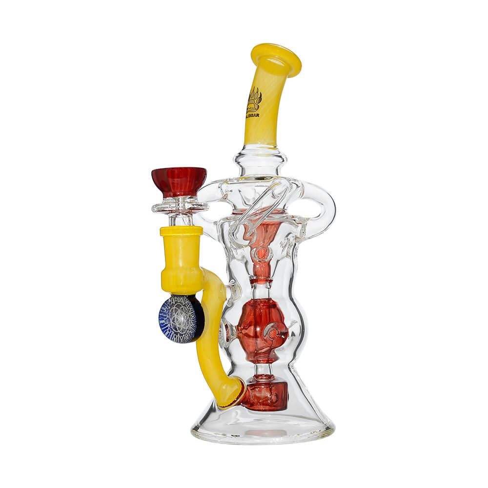 Calibear Triple Arm Swiss Fab Incycler Dab Rig with Marble handcrafted colored borosilicate dab rig with decorative marble accent