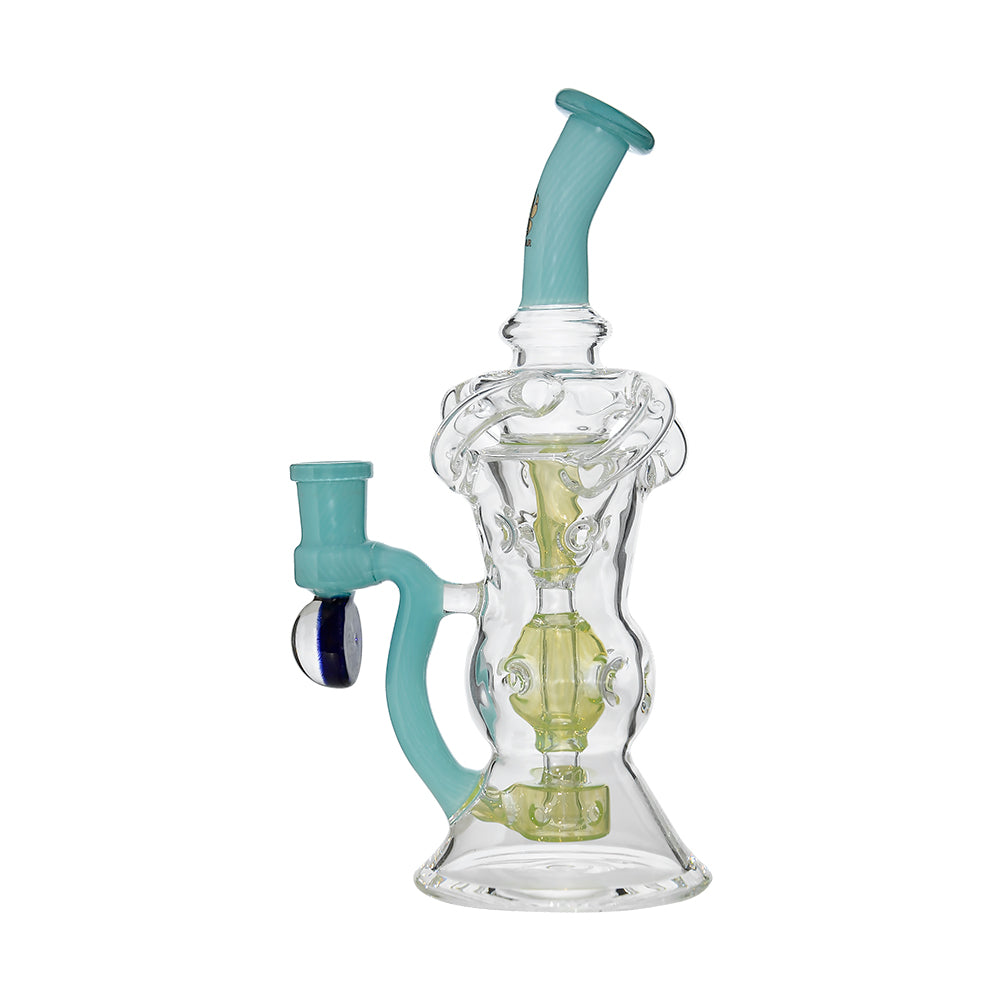 Calibear Triple Arm Swiss Fab Incycler Dab Rig with Marble handcrafted colored borosilicate dab rig with decorative marble accent