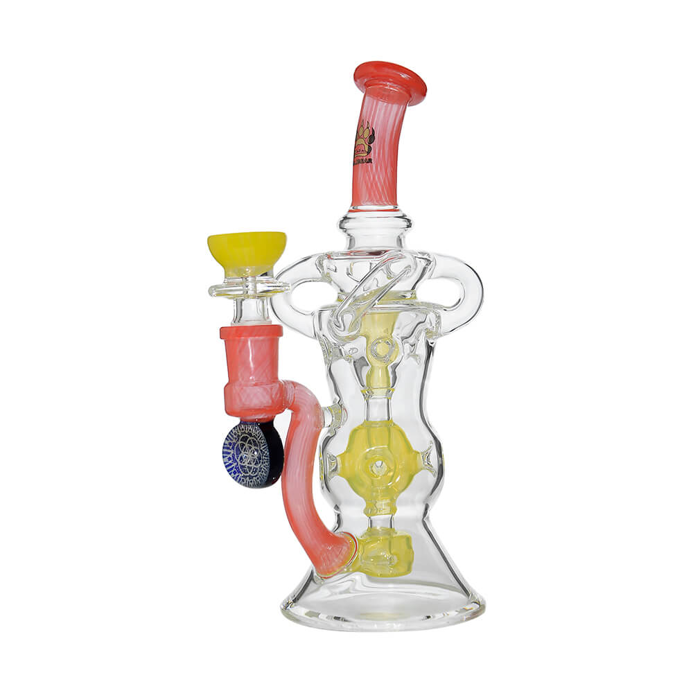 Calibear Triple Arm Swiss Fab Incycler Dab Rig with Marble handcrafted colored borosilicate dab rig with decorative marble accent