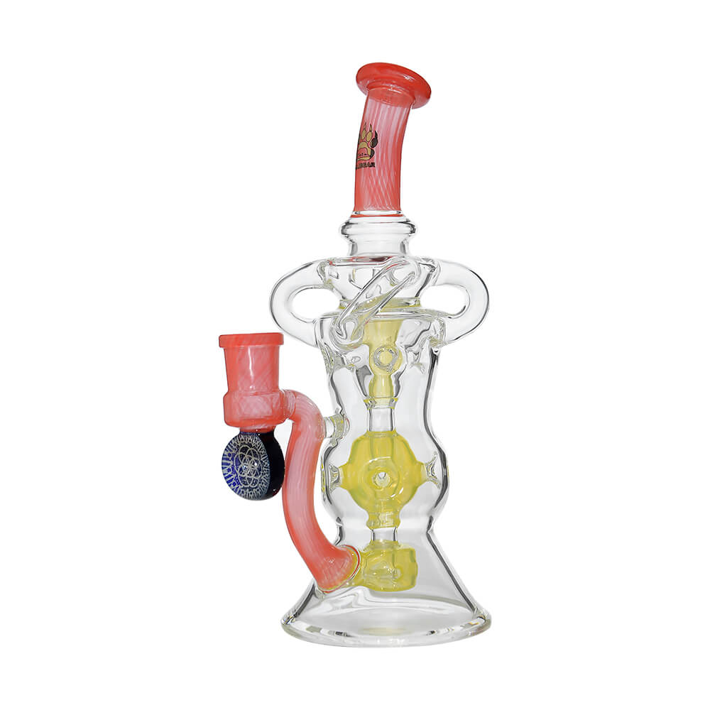Calibear Triple Arm Swiss Fab Incycler Dab Rig with Marble handcrafted colored borosilicate dab rig with decorative marble accent