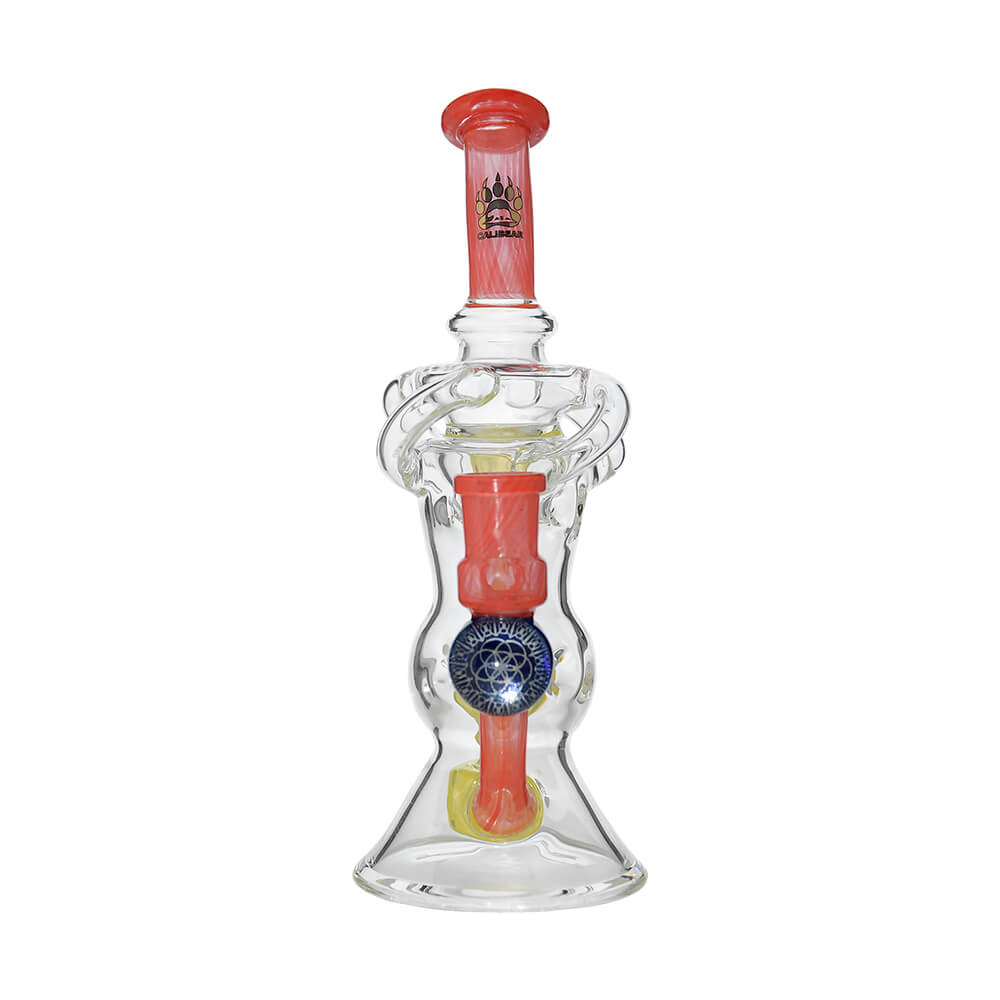 Calibear Triple Arm Swiss Fab Incycler Dab Rig with Marble handcrafted colored borosilicate dab rig with decorative marble accent