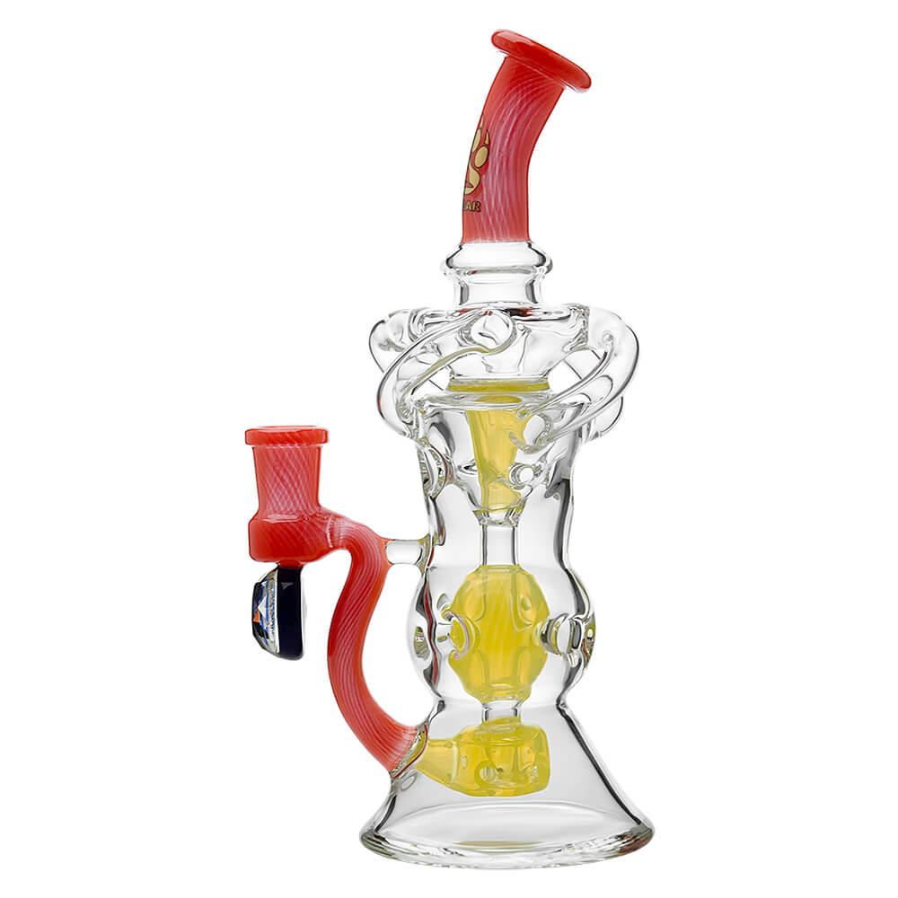 Calibear Triple Arm Swiss Fab Incycler Dab Rig with Marble handcrafted colored borosilicate dab rig with decorative marble accent
