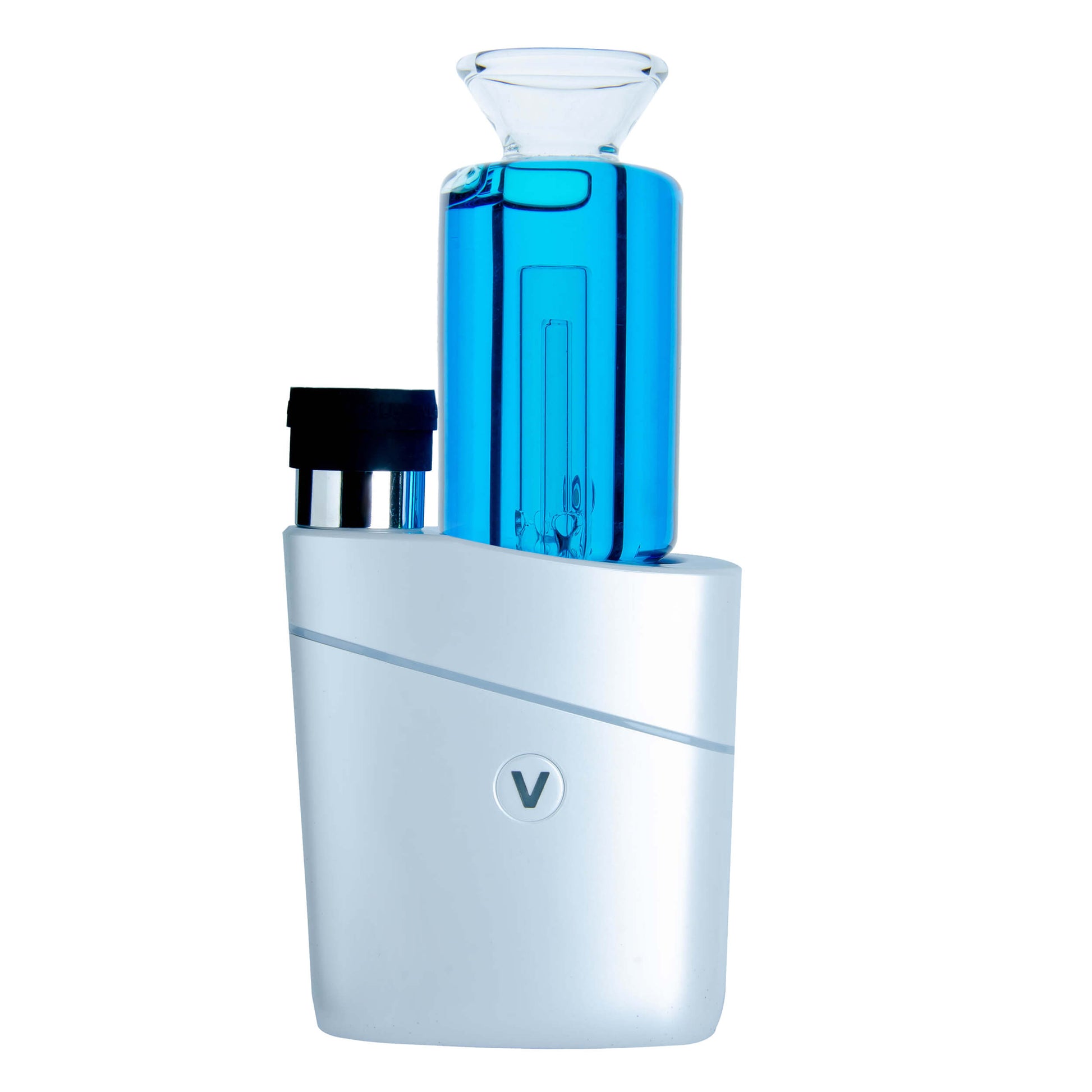 Five colorful Chill Pop glycerin-filled glass toppers for Focus V Carta and VLAB Halo in pink, purple, blue, orange, and green on a white background.