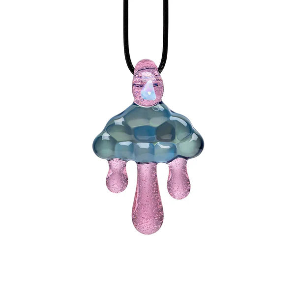 Cloud Inspired Glass Pendant Necklace - Opal Embedded  Calibear  