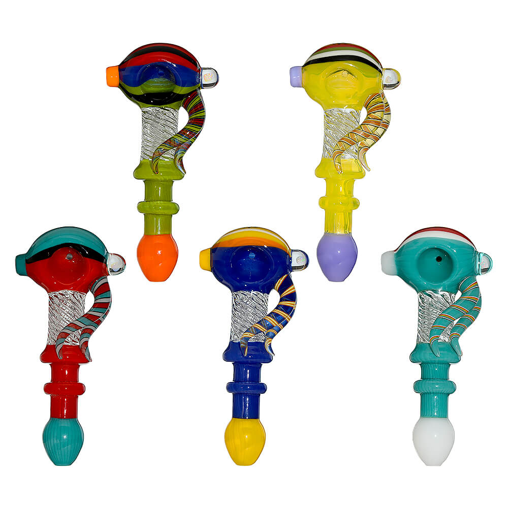 COLORFUL FISH SHAPED GLASS HAND PIPE- Premium borosilicate glass hand pipe from Calibear Glass. Ideal for dabbing, providing smooth hits and durability. Shop high-quality dab rigs, water pipes, bongs, erig glasses and glass smoking accessories at Calibear Glass. Elevate your smoking experience with a durable and stylish glass dab rig. Free shipping on all orders.