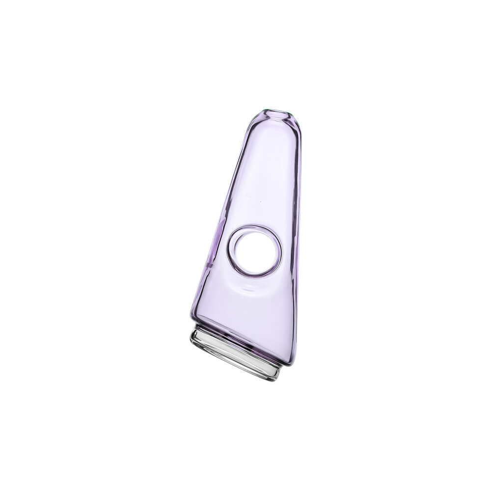 Four colorful conical dry top glass attachments for Puffco Peak OG and Pro in blue, smoke, purple, and clear by CaliBear.