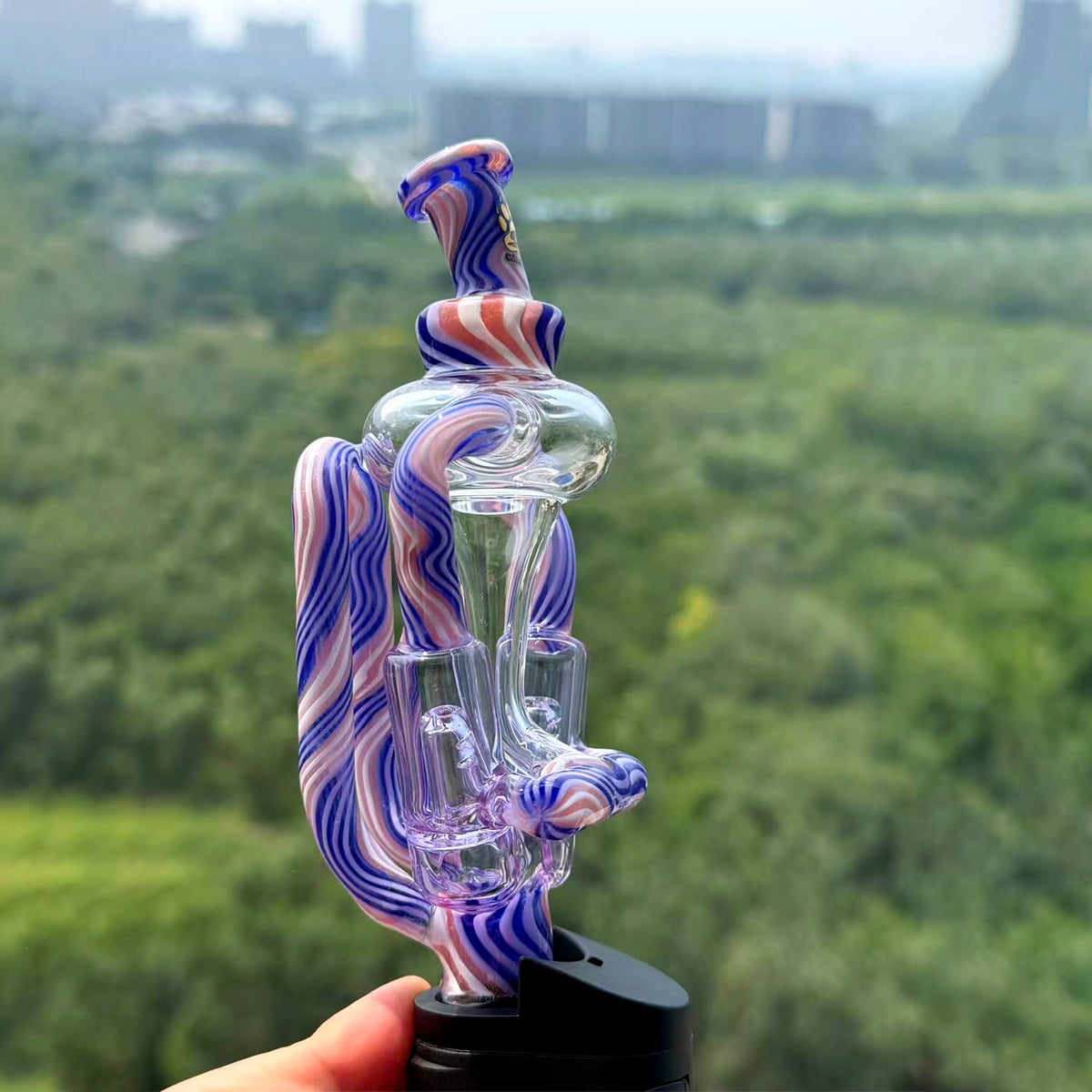 Custom Dual Jet Recycler Glass Mouthpiece for Dr. Dabber Ghost 2