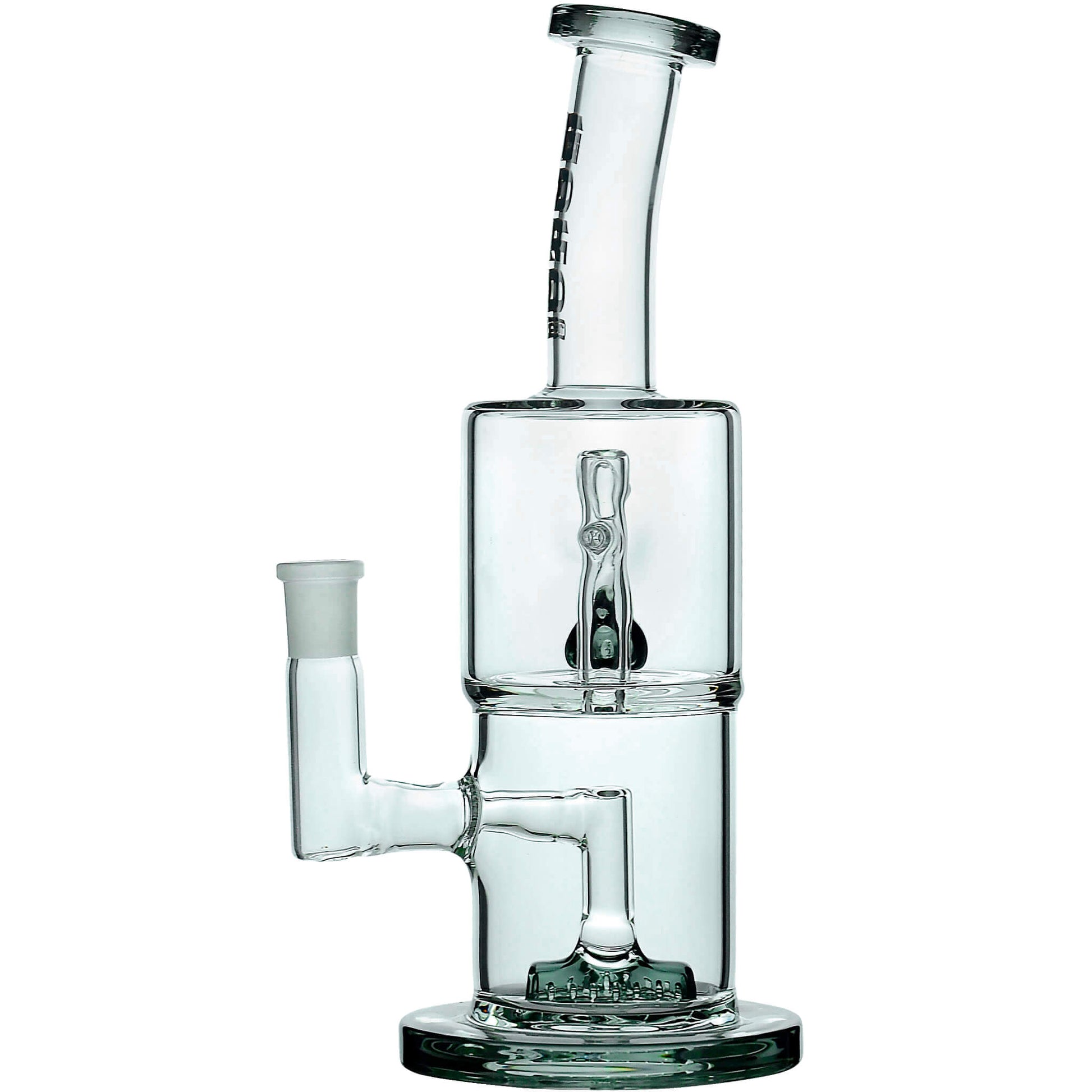 Calibear Double Hex dab rigs in five colorways, featuring a dual-chamber clear borosilicate body with colored accents on the base, percolators, and mouthpieces.