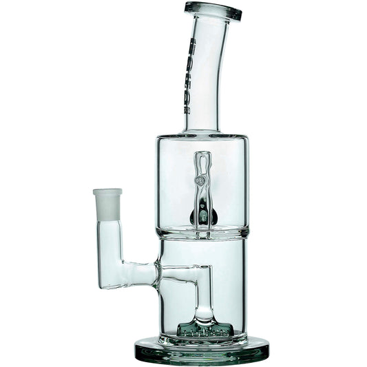 Calibear Double Hex dab rigs in five colorways, featuring a dual-chamber clear borosilicate body with colored accents on the base, percolators, and mouthpieces.