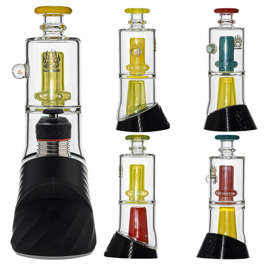 CALIBEAR PUFFCO PEAK GLASS ATTACHMENT WITH DOUBLE PERC ENCASED OPAL- Premium puffco glass attachment from Calibear Glass. Ideal for dabbing, providing smooth hits and durability. Shop high-quality dab rigs, water pipes, bongs, erig glasses and glass smoki