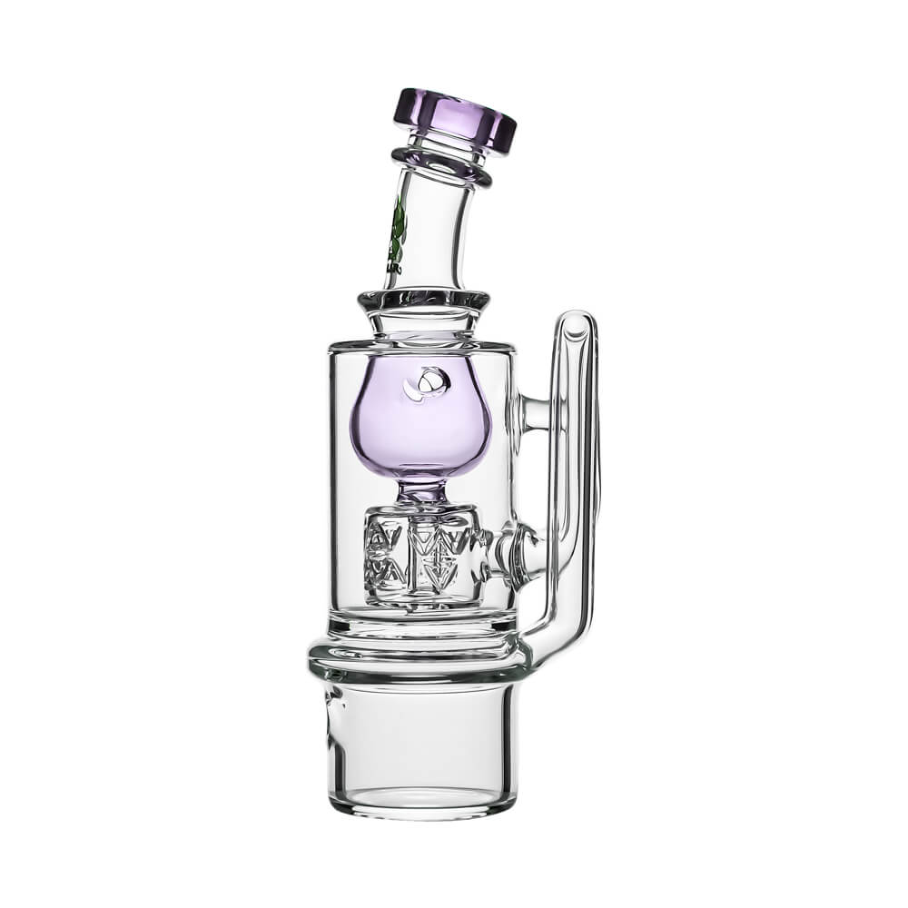Calibear Torus Incycler glass attachment for Dr. Dabber Switch 2 shown in blue, green, purple, and smoke grey colors.
