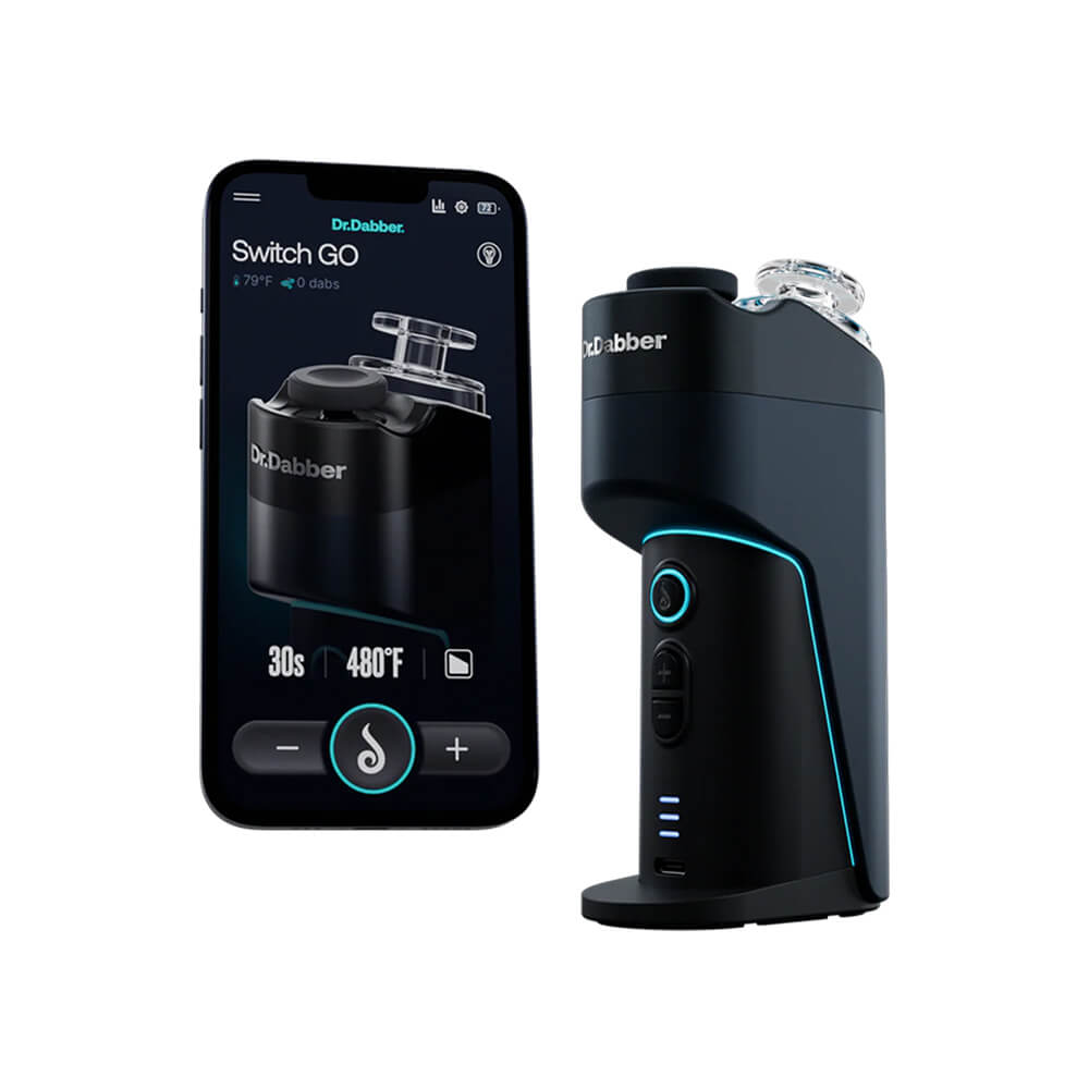The Dr. Dabber Switch Go portable e-rig vaporizer for concentrates and flower, available at Calibear Glass.