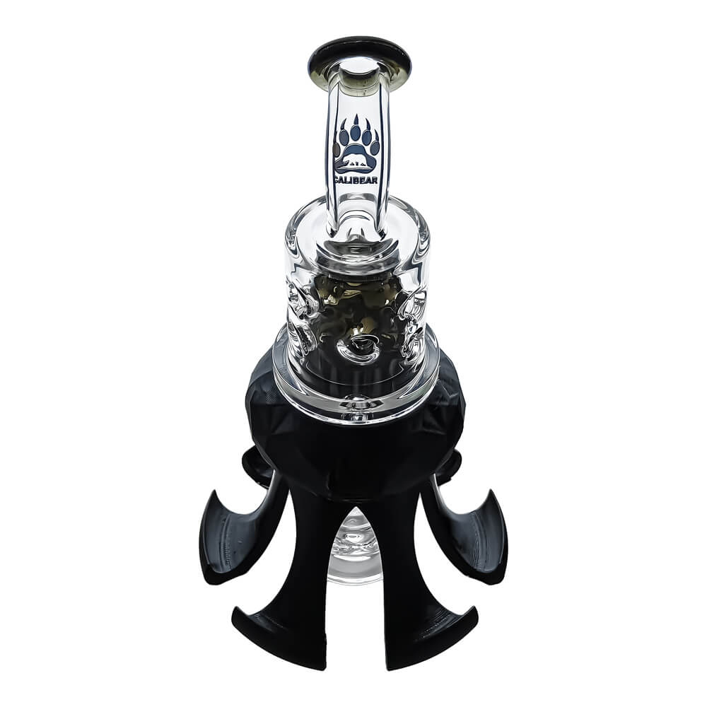 Calibear octopus claw glass holder and display stand for Dr. Dabber Switch 2 attachments shown next to a glass recycler setup.