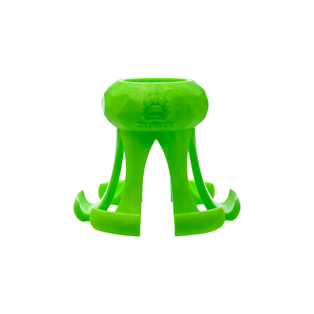 Calibear octopus claw glass holder and display stand for Dr. Dabber Switch 2 attachments shown next to a glass recycler setup.