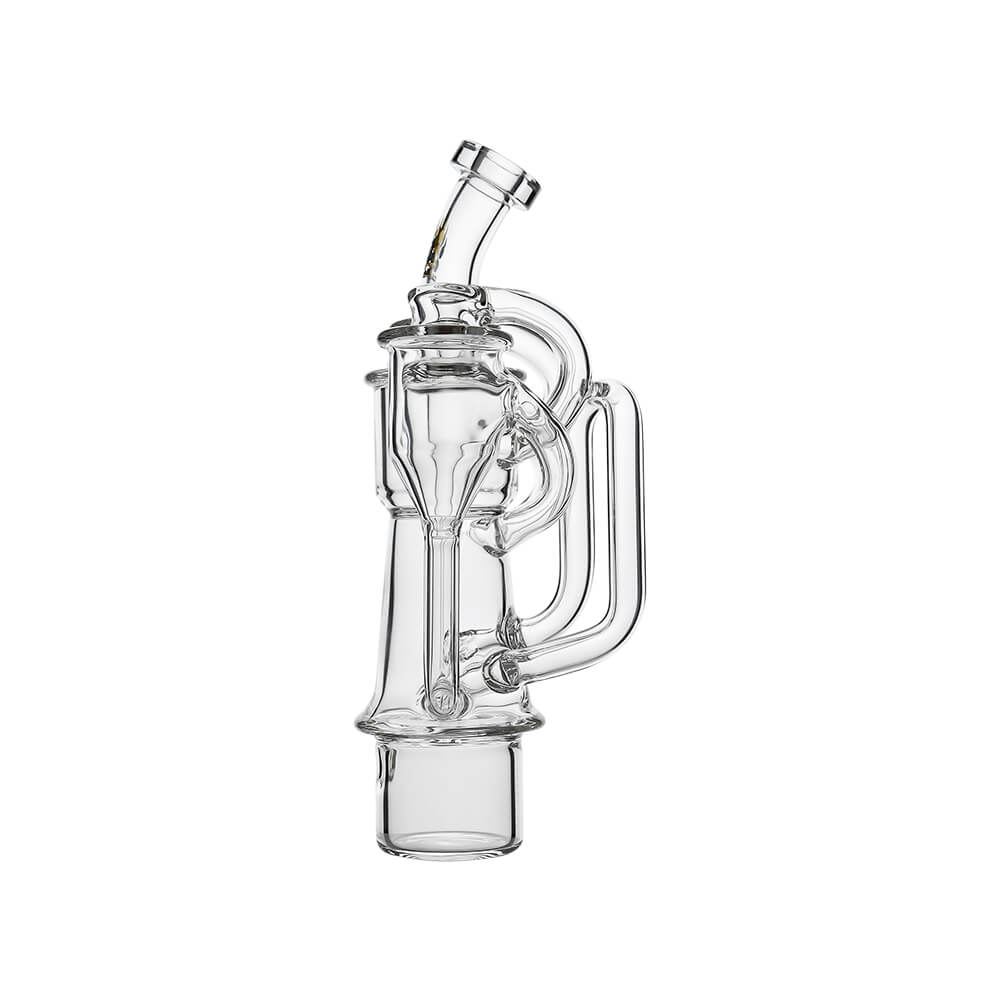 Dr. Dabber Switch 2 fitted with Calibear (Clear) Dual Chamber Recycler Glass Attachment featuring recycler airflow and dual chamber cooling design