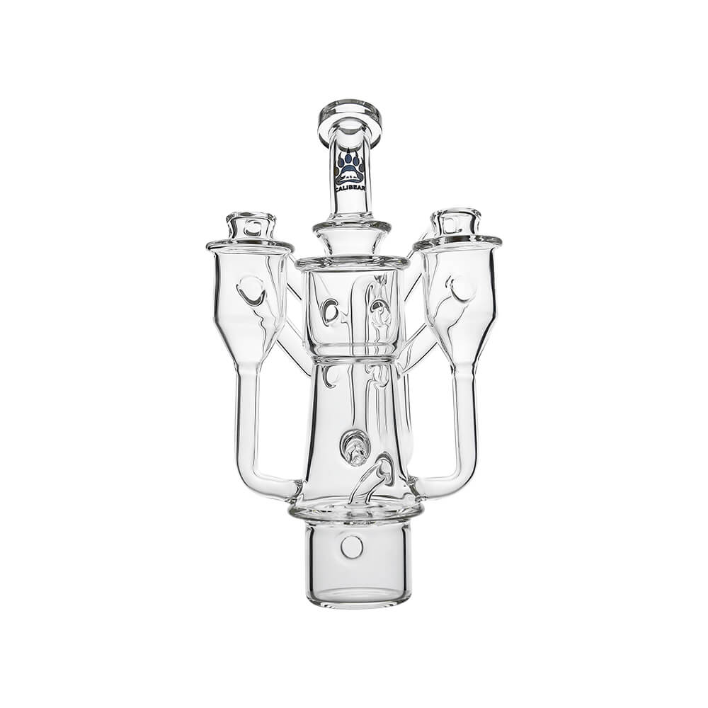 Dr. Dabber Switch 2 fitted with Calibear (Clear) Dual Chamber Recycler Glass Attachment featuring recycler airflow and dual chamber cooling design