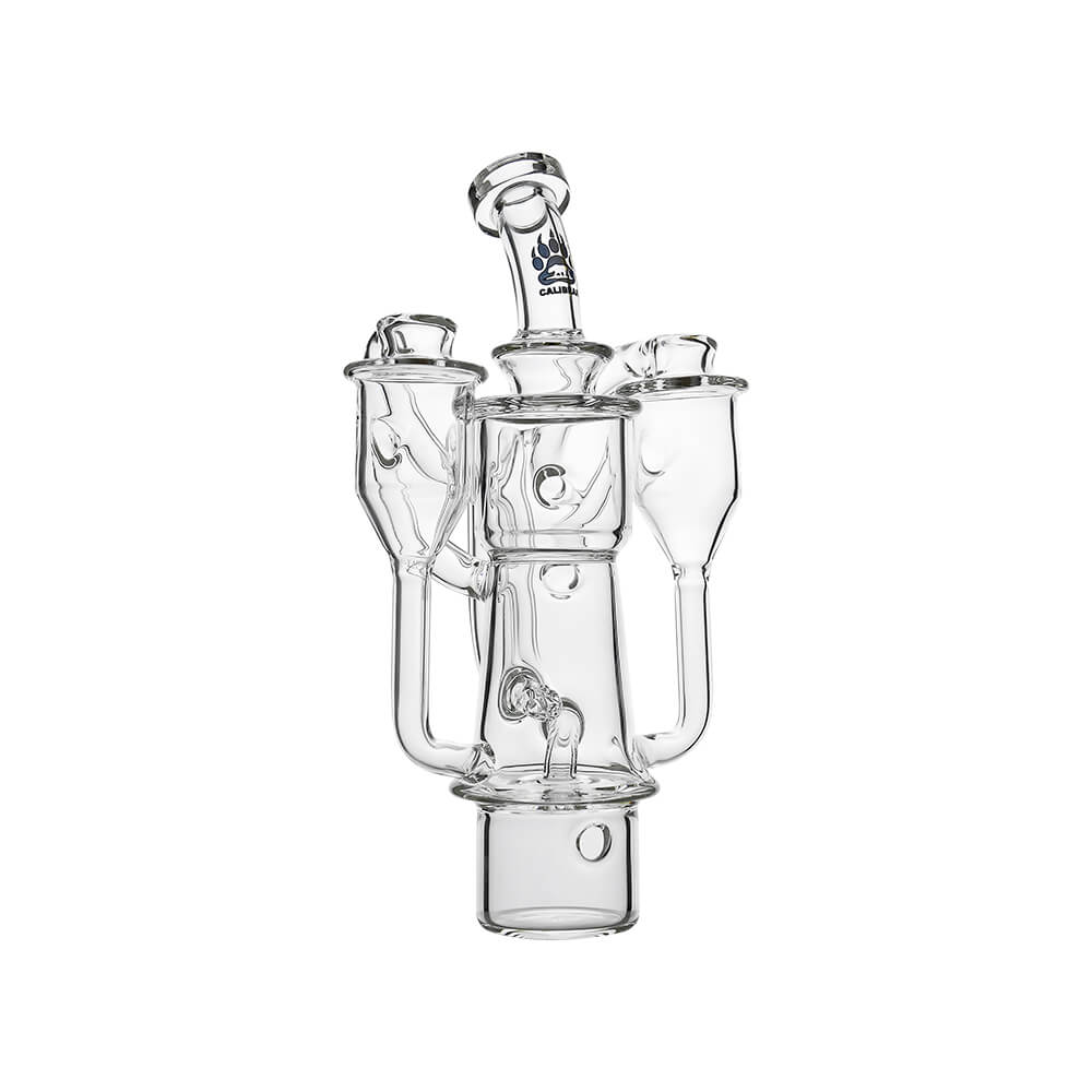 Dr. Dabber Switch 2 fitted with Calibear (Clear) Dual Chamber Recycler Glass Attachment featuring recycler airflow and dual chamber cooling design