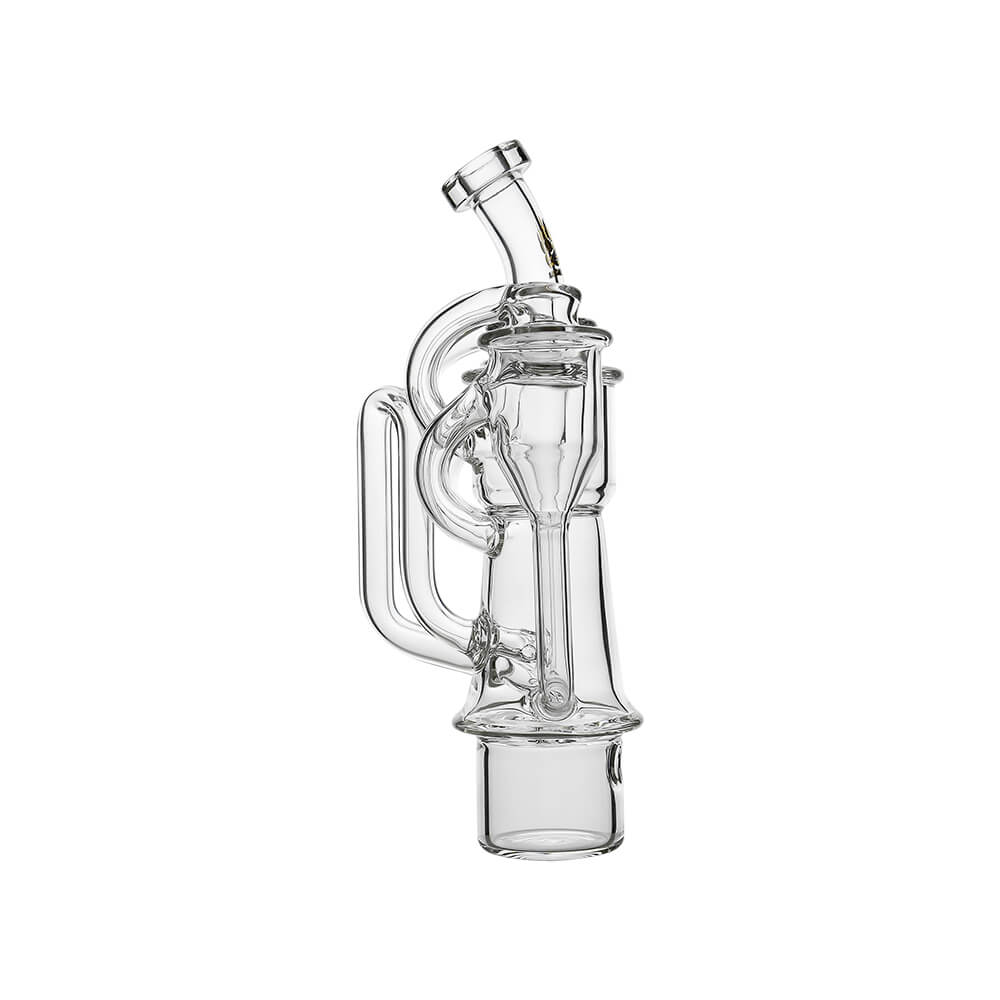 Dr. Dabber Switch 2 fitted with Calibear (Clear) Dual Chamber Recycler Glass Attachment featuring recycler airflow and dual chamber cooling design