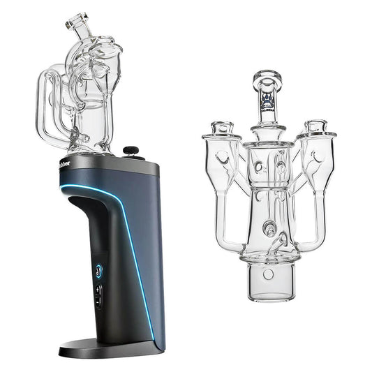 Calibear (Clear) Dual Chamber Recycler Glass Attachment for Dr. Dabber Switch 2 with dual side chambers and clear borosilicate glass