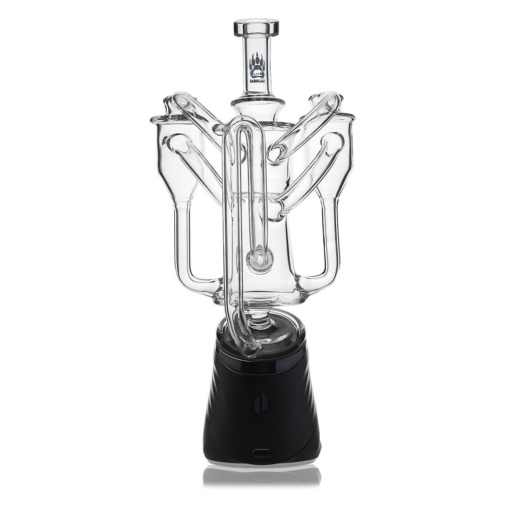 Calibear Dual Chamber Recycler Glass Attachment for Puffco Peak OG and Pro with dual side chambers and clear borosilicate glass